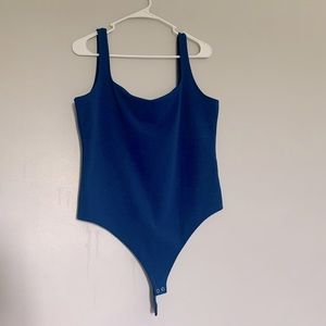 Square Neckline Blue Bodysuit !